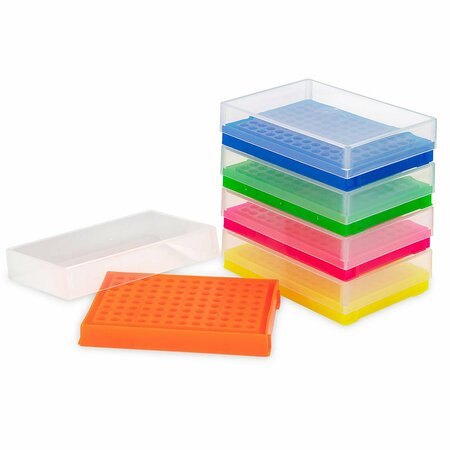 GLOBE SCIENTIFIC PCR Work Racks, 96 well for PCR Plates and Strips, Five Fluorescent Colors, 5PK PCR-WORKPLATE